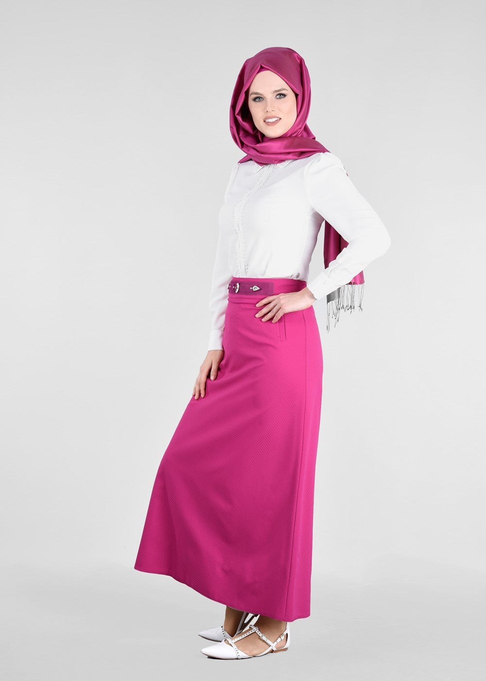 Tesettür giyim FUŞYA T 6880 Ilgın Tesettür 43658 Etek-Alv Fashion