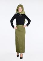 Tesettür giyim YEŞİL T 6881 Görkem Etek-Alv Fashion