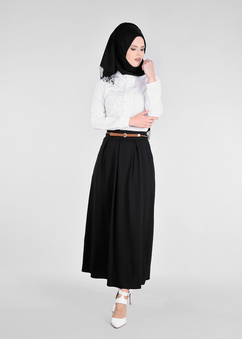 Tesettür giyim SİYAH T 6888 Nora Tesettür Etek-Alv Fashion