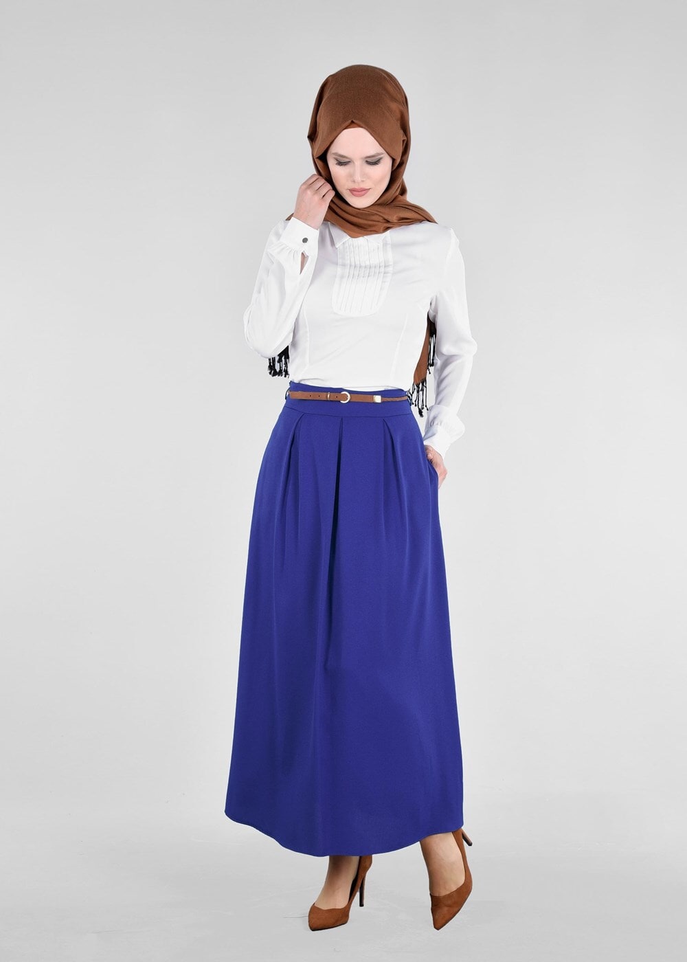 Tesettür giyim LACİVERT T 6888 Nora Tesettür Etek-Alv Fashion