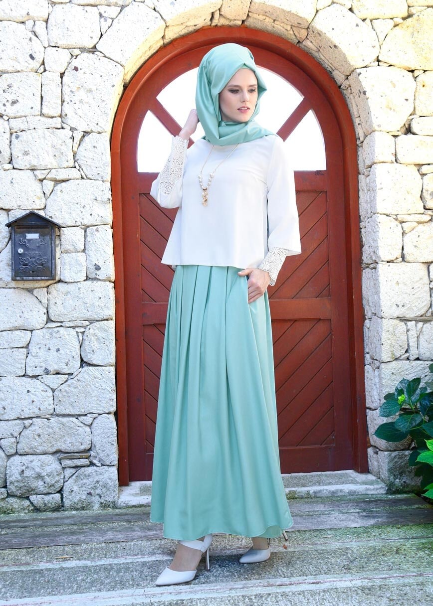 Tesettür giyim MAVİ T 6906 Petra Tesettür Etek-Alv Fashion