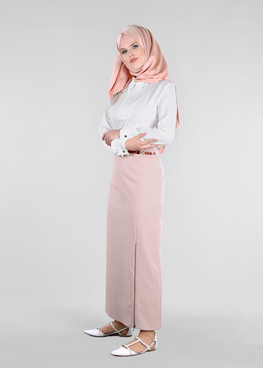 Tesettür giyim BEJ T 6907 Berta 43625 Tesettür Etek-Alv Fashion