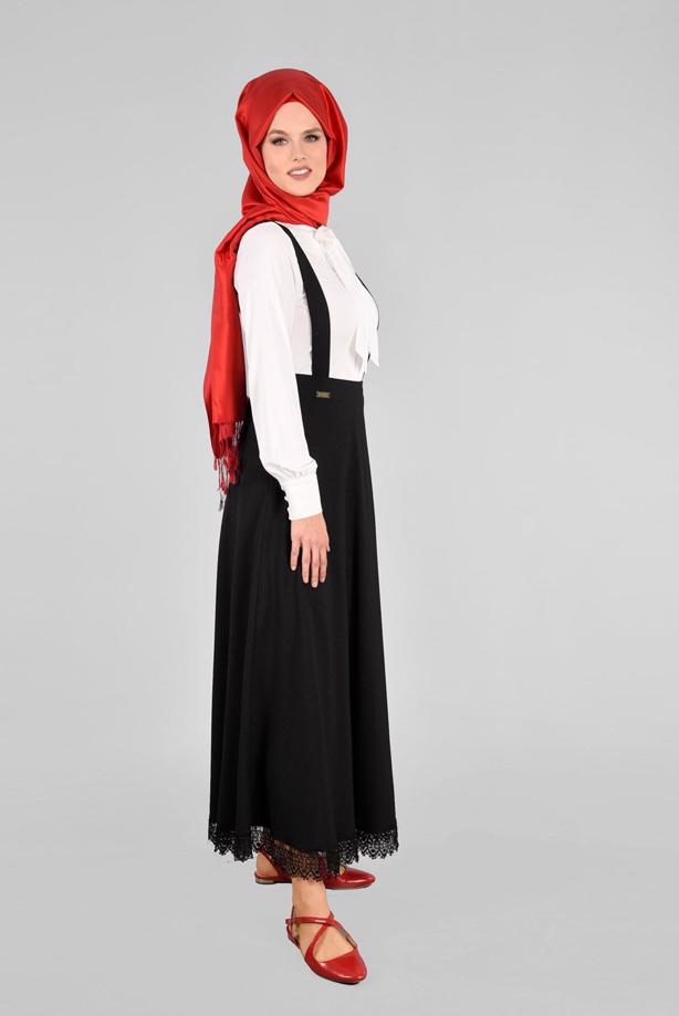 Vêtements hijab  T 7024 Işıl Lıfe-Güpür Detaylı Etek - TRENDTESETTÜR