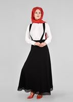 Vêtements hijab NOIR T 7024 Işıl Lıfe-Güpür Detaylı Etek