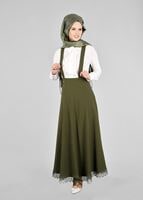 Hijab clothing KHAKI T 7024 Işıl Lıfe-Güpür Detaylı Etek