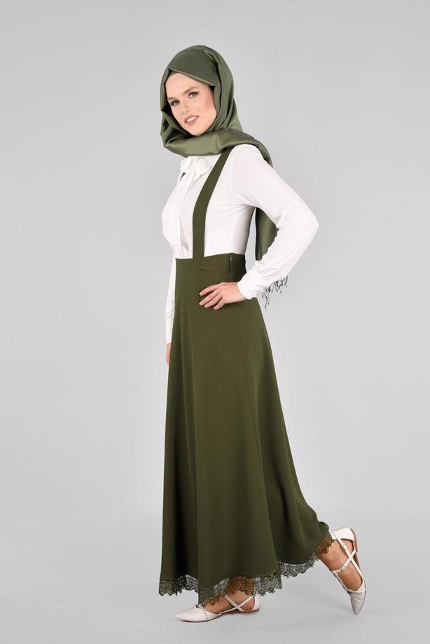 Vêtements hijab  T 7024 Işıl Lıfe-Güpür Detaylı Etek - TRENDTESETTÜR