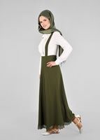 Hijab clothing KHAKI T 7024 Işıl Lıfe-Güpür Detaylı Etek