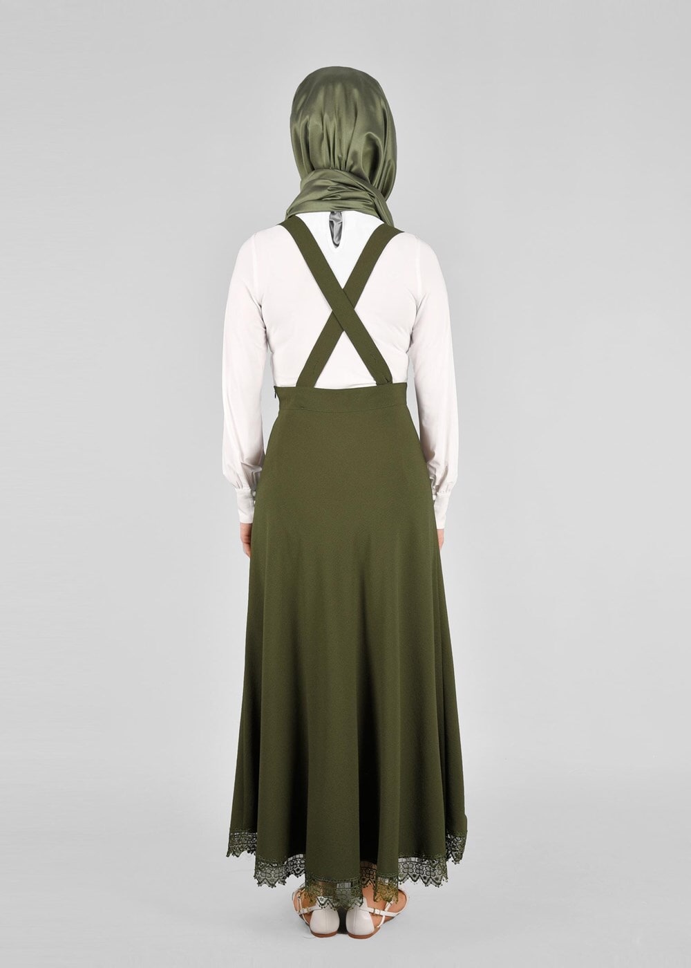 Hijab clothing KHAKI T 7024 Işıl Lıfe-Güpür Detaylı Etek