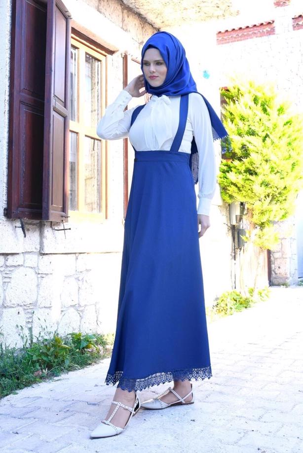 Vêtements hijab  T 7024 Işıl Lıfe-Güpür Detaylı Etek - TRENDTESETTÜR