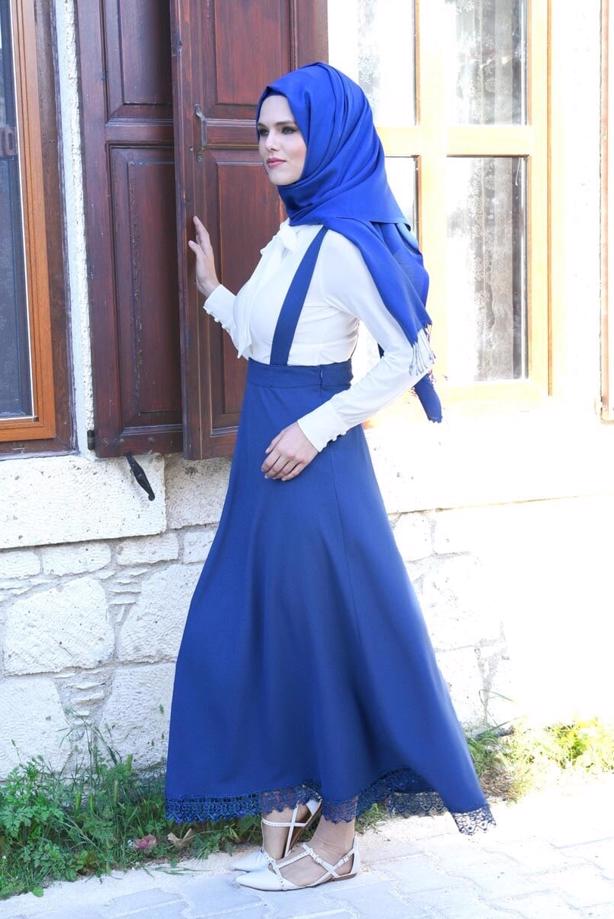 Vêtements hijab  T 7024 Işıl Lıfe-Güpür Detaylı Etek - TRENDTESETTÜR