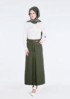 Hijab clothing KHAKI T 7114 Işıl Lıfe-Düğme Detaylı Etek