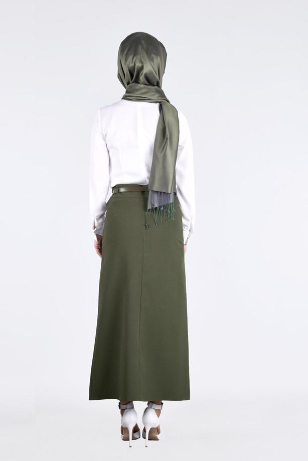Vêtements hijab  T 7114 Işıl Lıfe-Düğme Detaylı Etek - TRENDTESETTÜR
