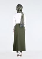 Hijab clothing KHAKI T 7114 Işıl Lıfe-Düğme Detaylı Etek