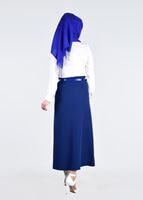 Vêtements hijab BLEU MARINE T 7114 Işıl Lıfe-Düğme Detaylı Etek