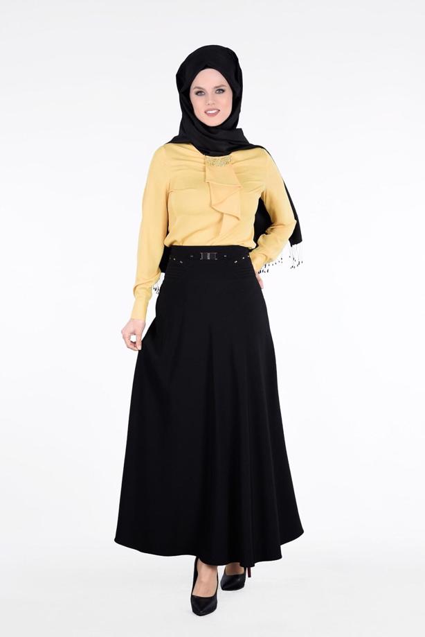 Vêtements hijab  T 8014 Işıl Lıfe-Kemerli Etek - TRENDTESETTÜR