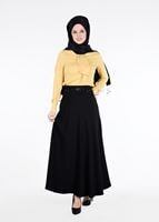 Hijab clothing BLACK T 8014 Işıl Lıfe-Kemerli Etek