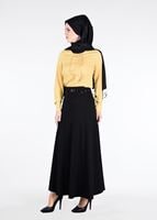 Hijab clothing BLACK T 8014 Işıl Lıfe-Kemerli Etek