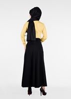 Hijab clothing BLACK T 8014 Işıl Lıfe-Kemerli Etek
