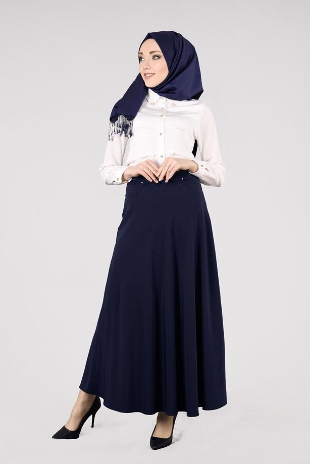 Vêtements hijab  T 8014 Işıl Lıfe-Kemerli Etek - TRENDTESETTÜR