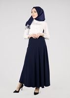 Hijab clothing NAVY BLUE T 8014 Işıl Lıfe-Kemerli Etek