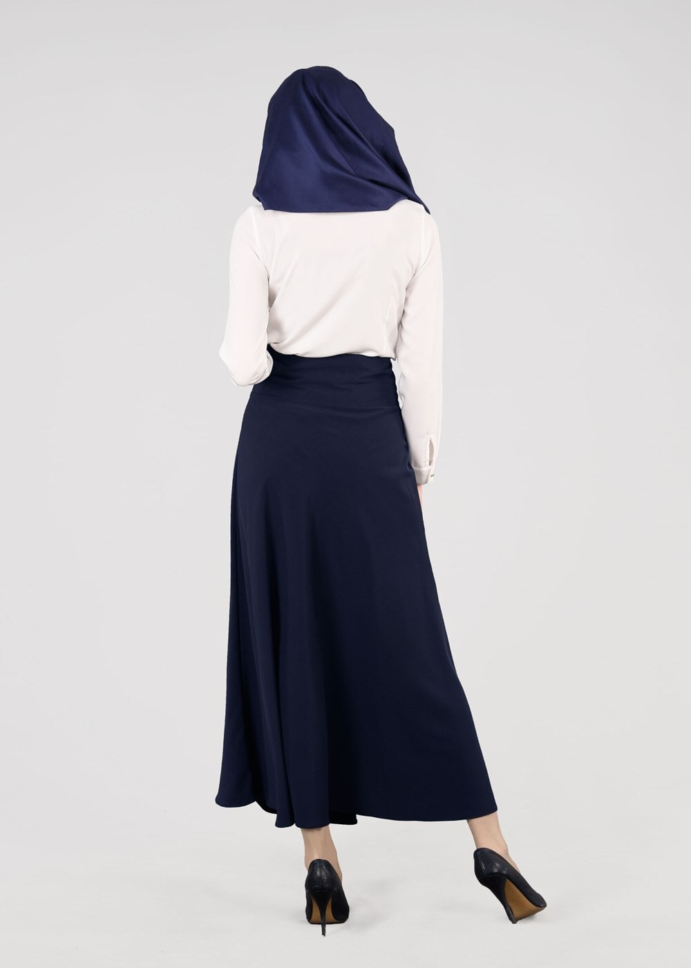 Hijab clothing NAVY BLUE T 8014 Işıl Lıfe-Kemerli Etek