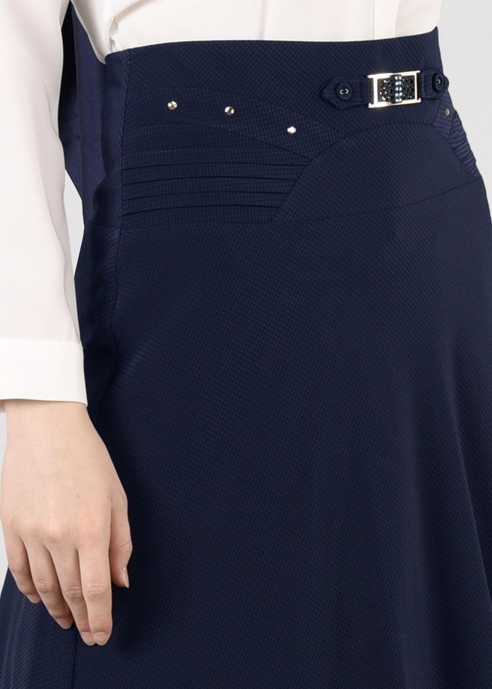 Hijab clothing NAVY BLUE T 8014 Işıl Lıfe-Kemerli Etek