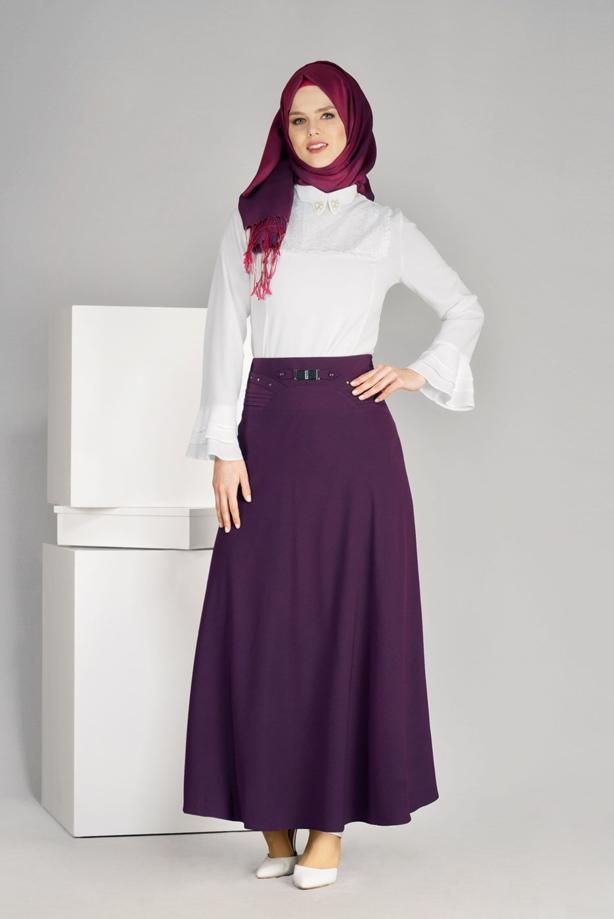 Vêtements hijab  T 8014 Işıl Lıfe-Kemerli Etek - TRENDTESETTÜR