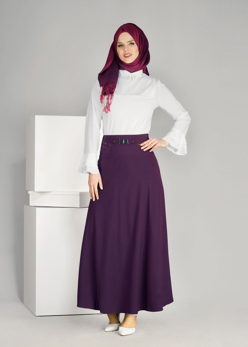 Hijab clothing PLUM T 8014 Işıl Lıfe-Kemerli Etek
