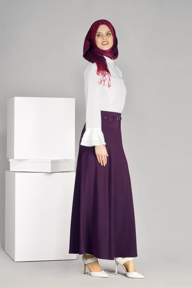 Vêtements hijab  T 8014 Işıl Lıfe-Kemerli Etek - TRENDTESETTÜR
