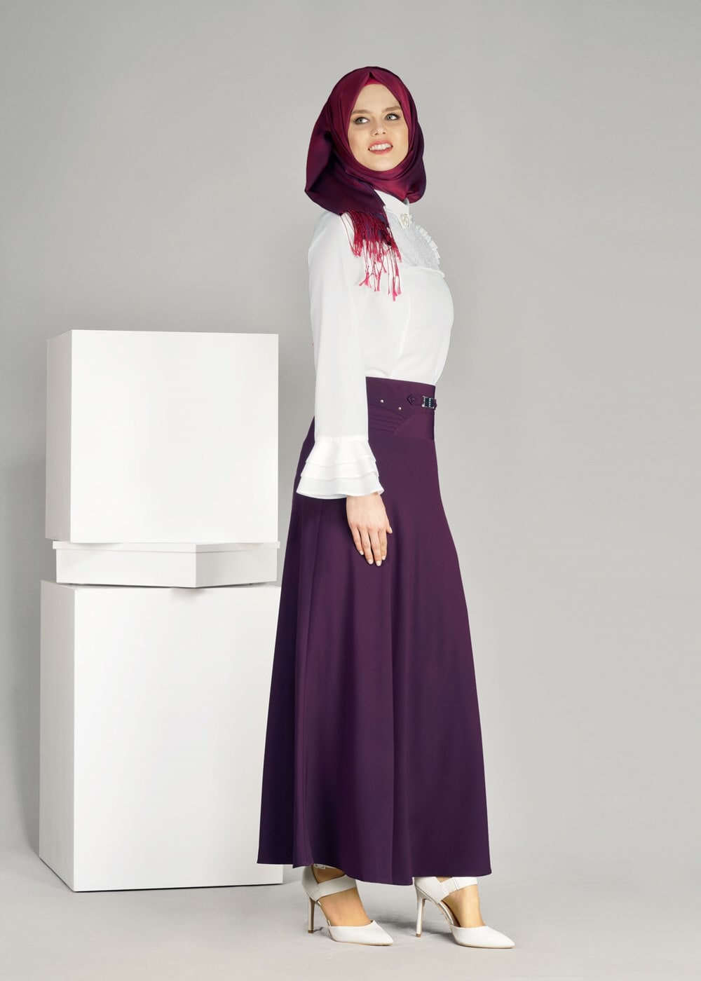Hijab clothing PLUM T 8014 Işıl Lıfe-Kemerli Etek