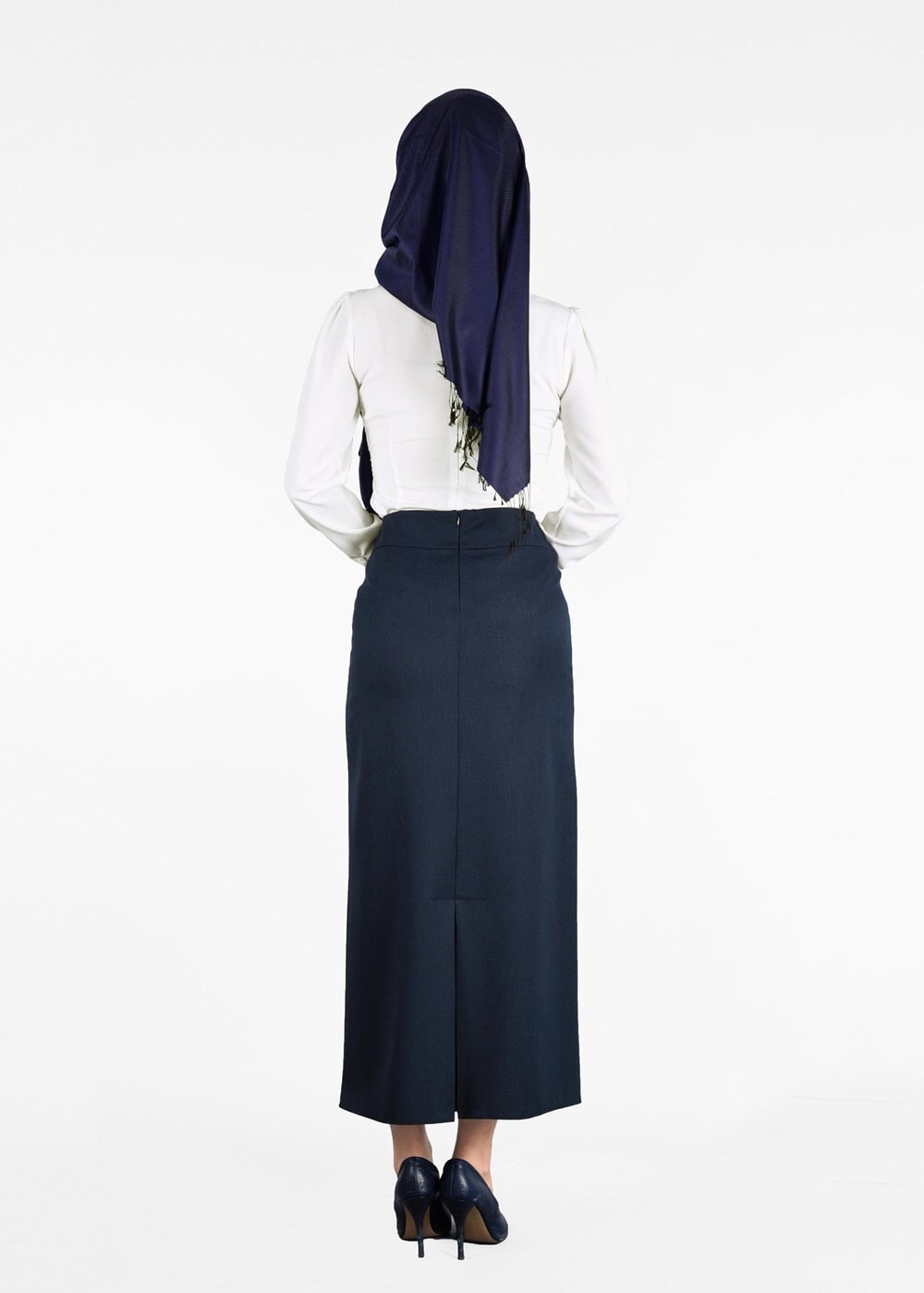 Vêtements hijab BLEU MARINE T 8629 Dar Kesim Etek-Ers Fashion