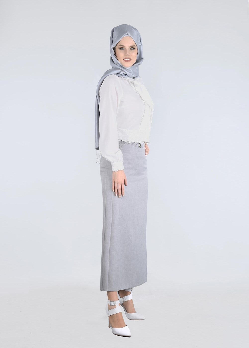 Vêtements hijab BEIGE T 8629 Dar Kesim Etek-Ers Fashion