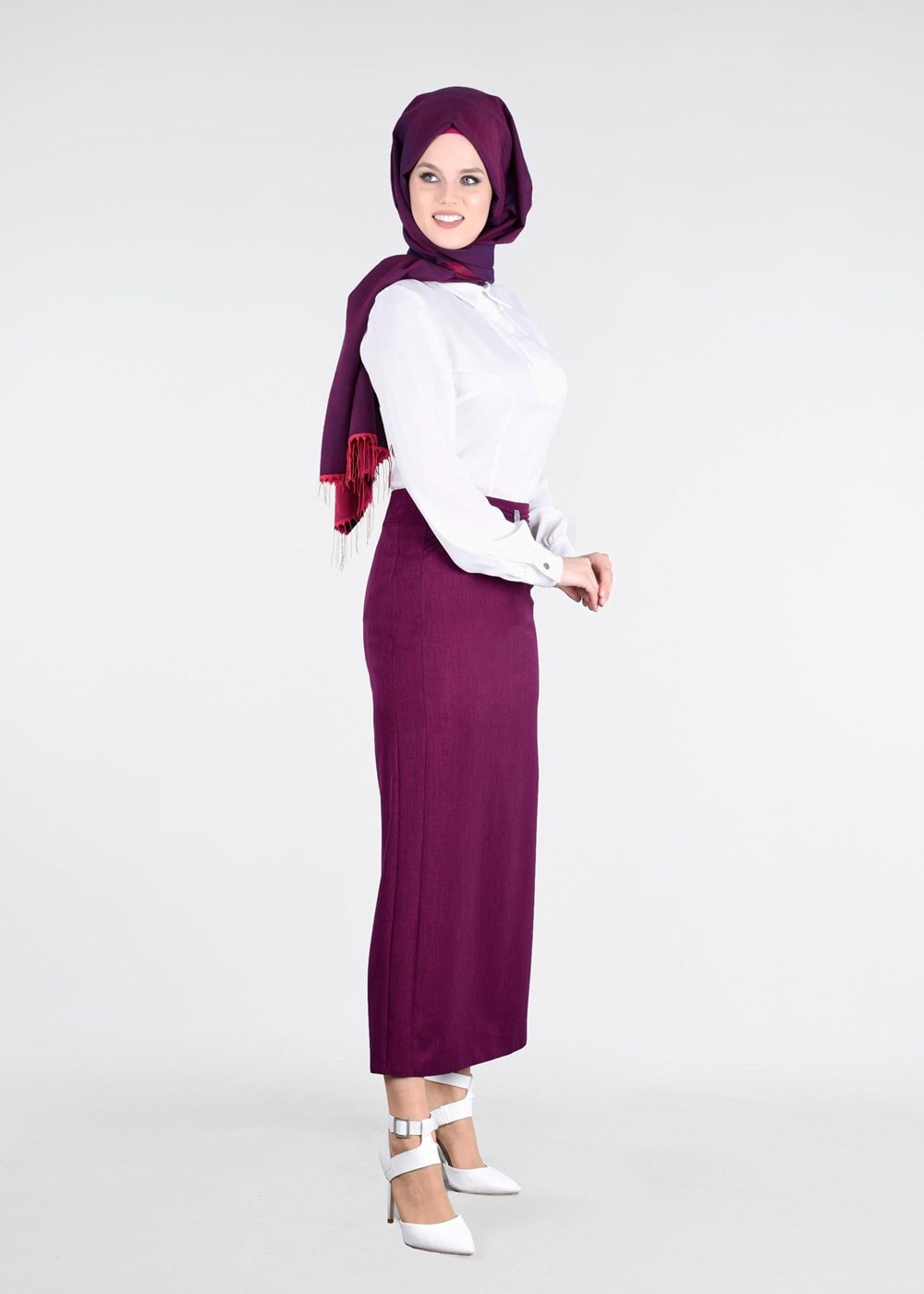 Vêtements hijab POURPRE T 8629 Dar Kesim Etek-Ers Fashion
