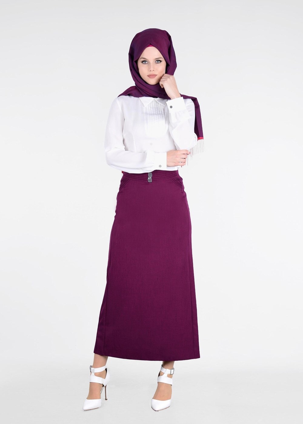 Vêtements hijab POURPRE T 8629 Dar Kesim Etek-Ers Fashion