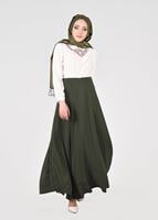 Tesettür giyim HAKİ T 8696 Allday-Yüksek Bel Etek