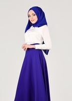 Tesettür giyim LACİVERT T 8696 Allday-Yüksek Bel Etek