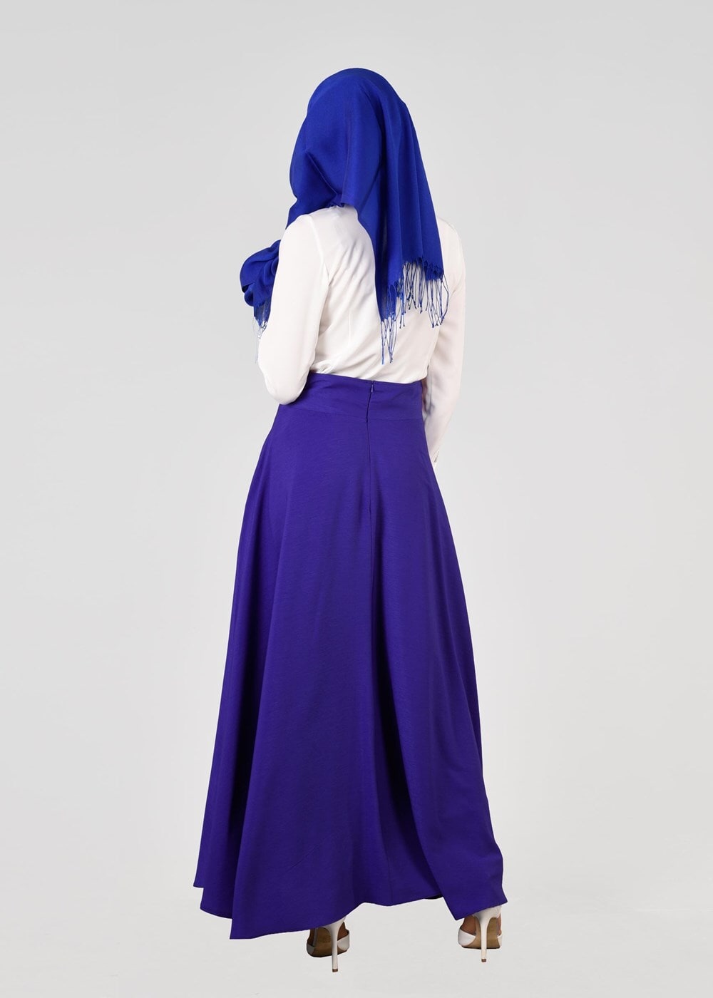 Tesettür giyim LACİVERT T 8696 Allday-Yüksek Bel Etek