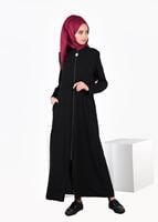 Tesettür giyim SİYAH T 90971 Elegance-Nakış Detaylı Ferace