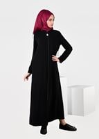 Tesettür giyim SİYAH T 90971 Elegance-Nakış Detaylı Ferace