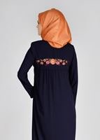 Tesettür giyim LACİVERT T 90971 Elegance-Nakış Detaylı Ferace