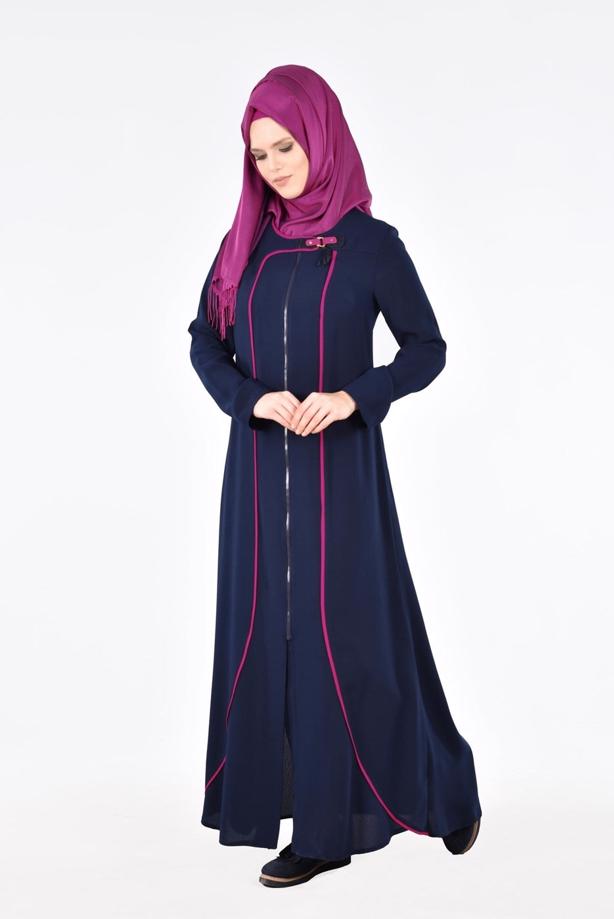 Vêtements hijab  T 8195 Nil Crep Tesettür Ferace-Alv Fashion - TRENDTESETTÜR