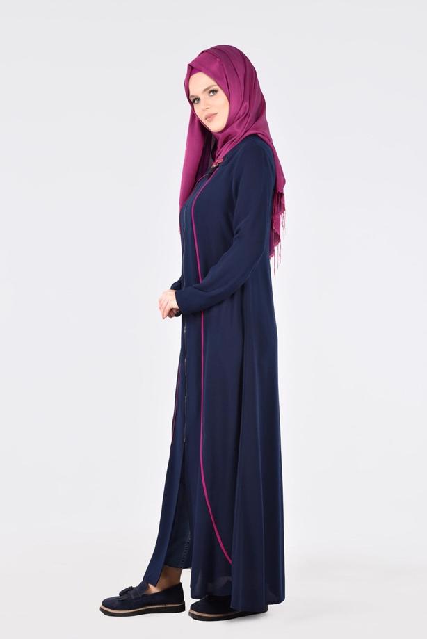 Vêtements hijab  T 8195 Nil Crep Tesettür Ferace-Alv Fashion - TRENDTESETTÜR