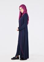 Hijab clothing NAVY BLUE T 8195 Nil Crep Tesettür Ferace-Alv Fashion