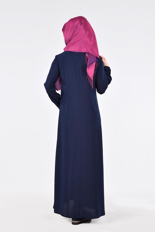 Vêtements hijab  T 8195 Nil Crep Tesettür Ferace-Alv Fashion - TRENDTESETTÜR