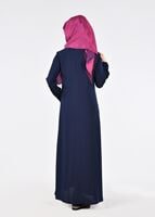 Hijab clothing NAVY BLUE T 8195 Nil Crep Tesettür Ferace-Alv Fashion