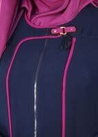 Hijab clothing NAVY BLUE T 8195 Nil Crep Tesettür Ferace-Alv Fashion