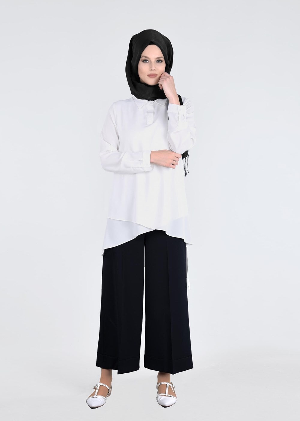 Tesettür giyim SİYAH T 0204 Kapri Pantolon-Pr Collection