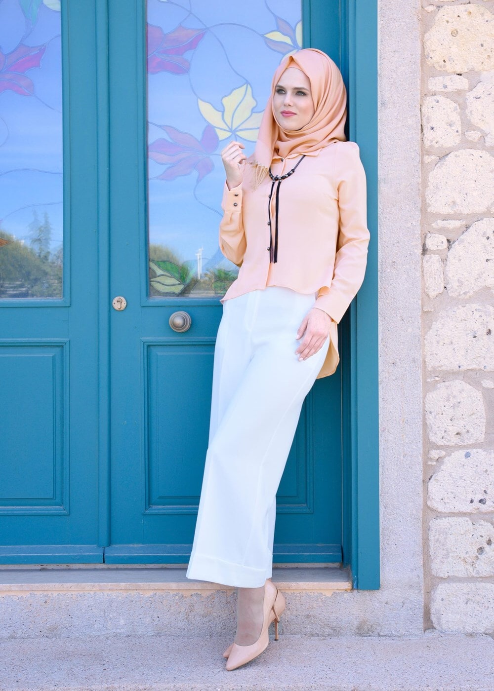 Tesettür giyim KREM T 0204 Kapri Pantolon-Pr Collection