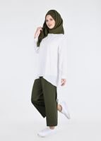 Tesettür giyim HAKİ T 0204 Kapri Pantolon-Pr Collection