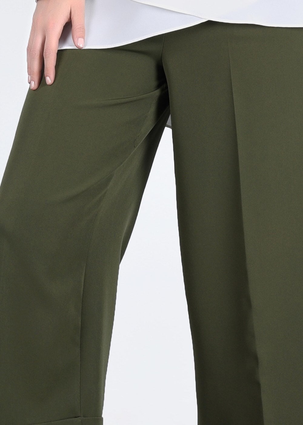 Tesettür giyim HAKİ T 0204 Kapri Pantolon-Pr Collection